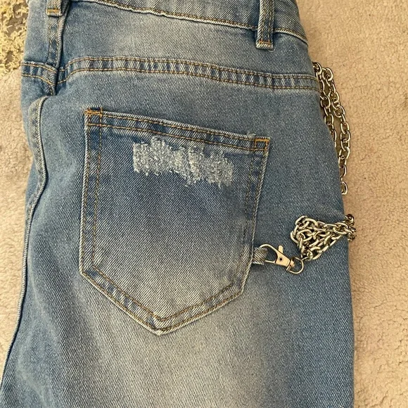 3 for 30$ American Bazi Women's Distressed  Cutout Denim Skinny Jogger Jeans  M - Picture 6 of 10